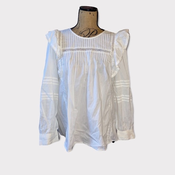 NWT Madewell Full-Sleeve Pintuck Ruffle Top - Picture 6 of 7